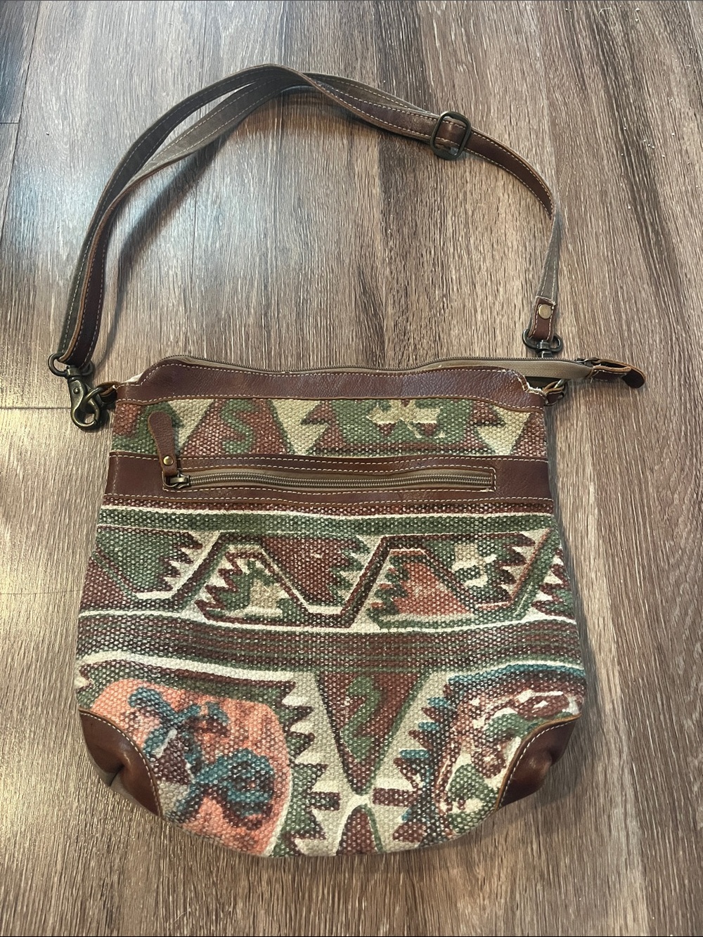 Myra Bag Luguni Woven Crossbody Bag with Brown Trim